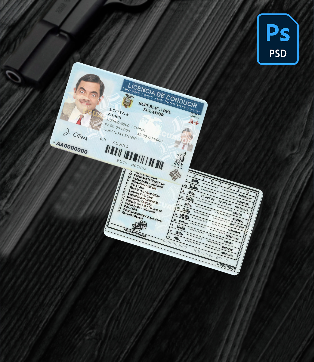 Ecuador driving license PSD